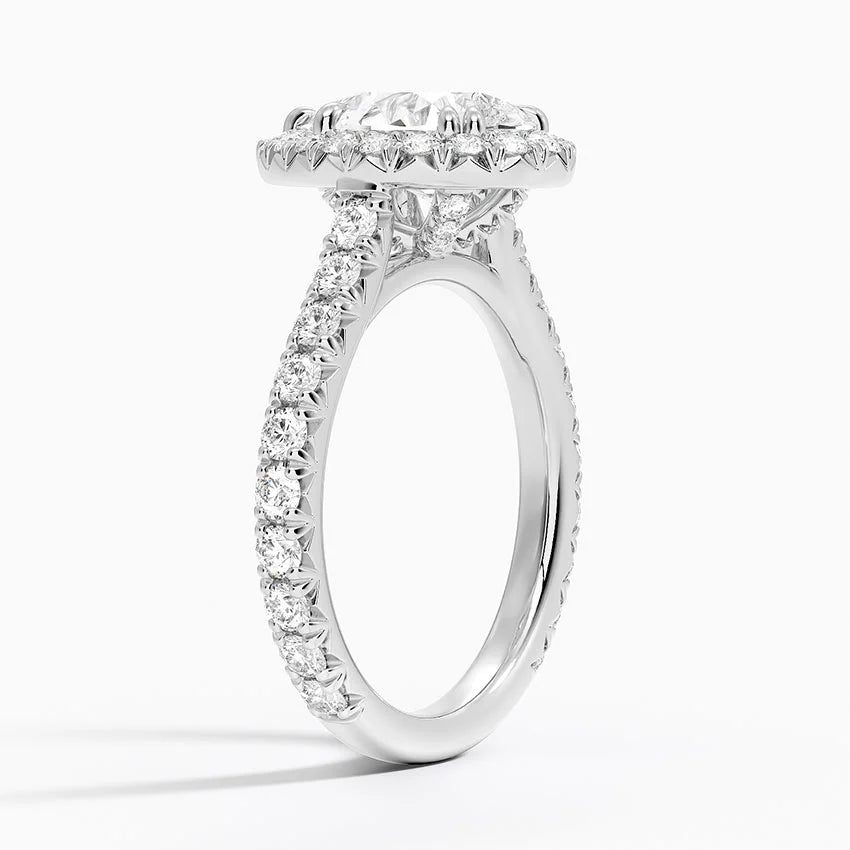 2,80 Karat Damla Halo Tasarım Tektaş Laboratuvar Pırlanta Yüzük 18K- Stellara - Bold Diamonds