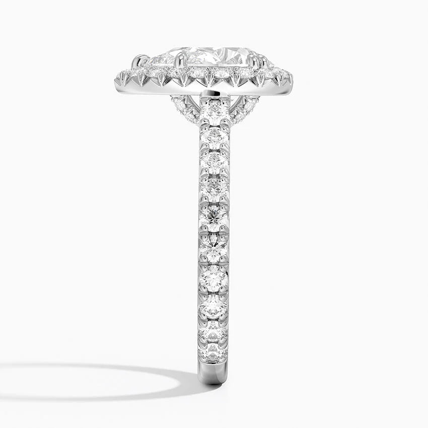 2,80 Karat Damla Halo Tasarım Tektaş Laboratuvar Pırlanta Yüzük 18K- Stellara - Bold Diamonds
