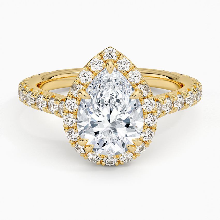 2,80 Karat Damla Halo Tasarım Tektaş Laboratuvar Pırlanta Yüzük 18K- Stellara - Bold Diamonds