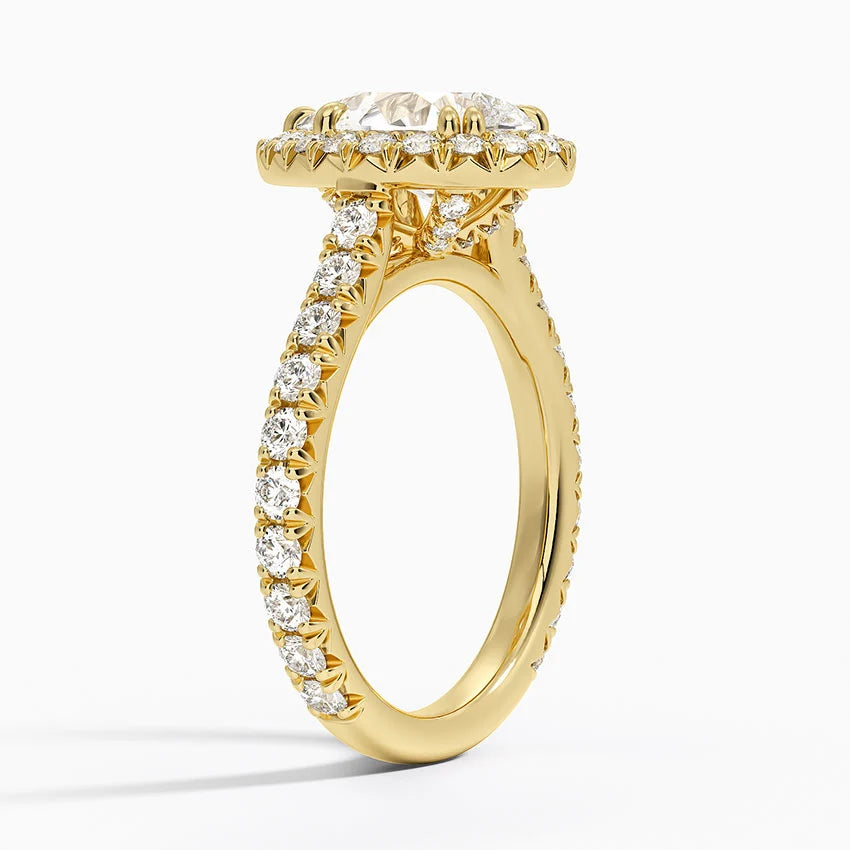 2,80 Karat Damla Halo Tasarım Tektaş Laboratuvar Pırlanta Yüzük 18K- Stellara - Bold Diamonds