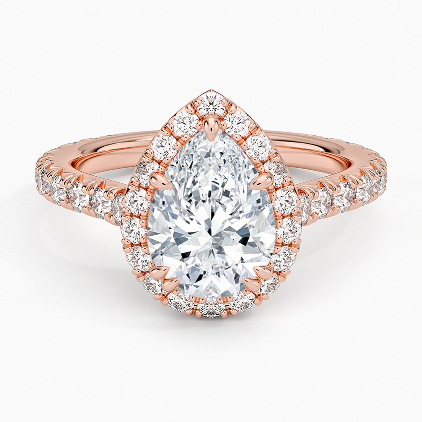 2,80 Karat Damla Halo Tasarım Tektaş Laboratuvar Pırlanta Yüzük 18K- Stellara - Bold Diamonds
