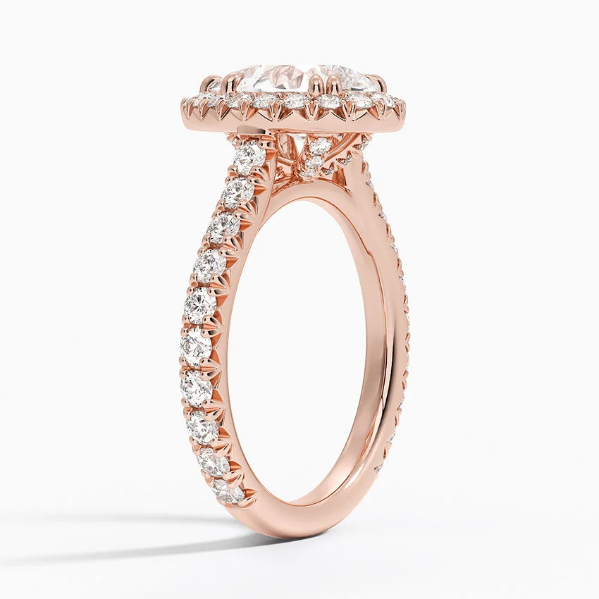 2,80 Karat Damla Halo Tasarım Tektaş Laboratuvar Pırlanta Yüzük 18K- Stellara - Bold Diamonds