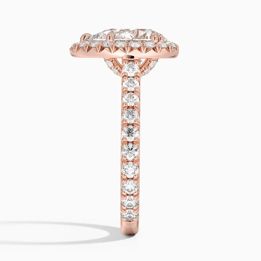 2,80 Karat Damla Halo Tasarım Tektaş Laboratuvar Pırlanta Yüzük 18K- Stellara - Bold Diamonds