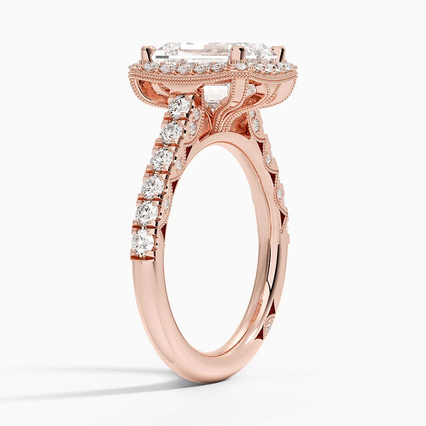 2.80 Karat Emerald Halo Tasarım Tektaş Laboratuvar Pırlanta Yüzük 18K -Lumora - Bold Diamonds