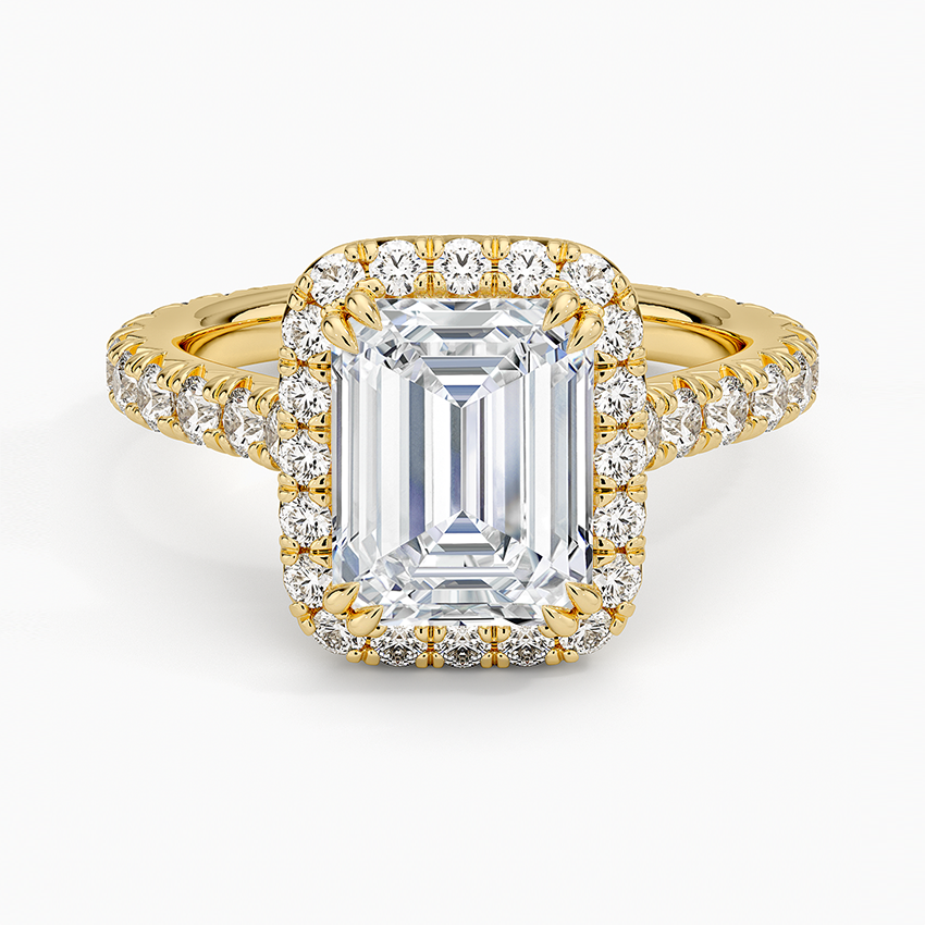 2,80 Karat Emerald Halo Tasarım Tektaş Laboratuvar Pırlanta Yüzük 18K- Stellara - Bold Diamonds