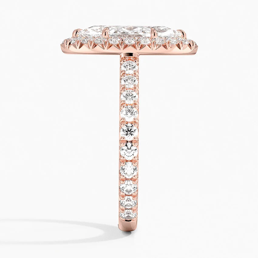 2.80 Karat Marquise Halo Tasarım Tektaş Laboratuvar Pırlanta Yüzük 18k -Ornara - Bold Diamonds