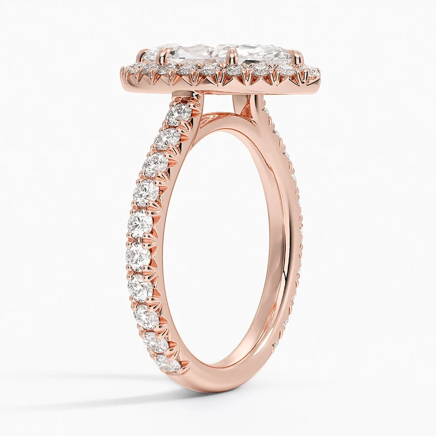 2.80 Karat Marquise Halo Tasarım Tektaş Laboratuvar Pırlanta Yüzük 18k -Ornara - Bold Diamonds
