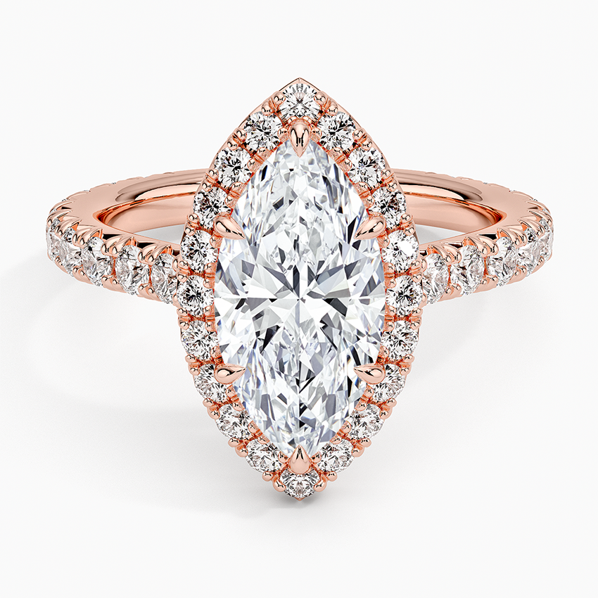 2.80 Karat Marquise Halo Tasarım Tektaş Laboratuvar Pırlanta Yüzük 18k -Ornara - Bold Diamonds