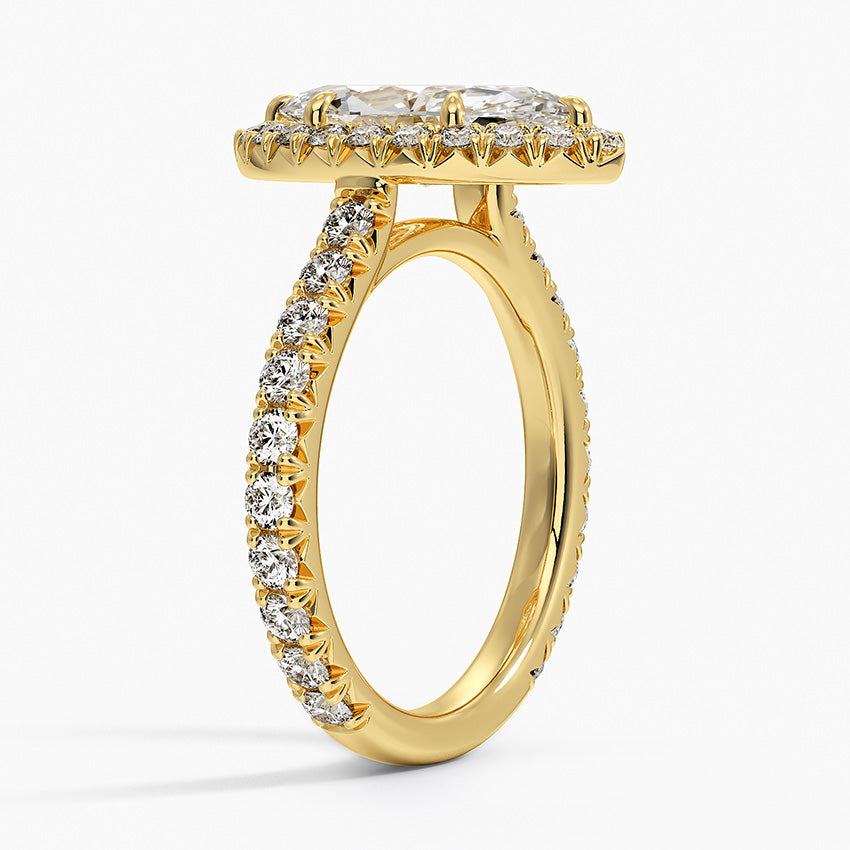 2.80 Karat Marquise Halo Tasarım Tektaş Laboratuvar Pırlanta Yüzük 18k -Ornara - Bold Diamonds