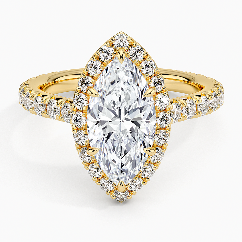 2.80 Karat Marquise Halo Tasarım Tektaş Laboratuvar Pırlanta Yüzük 18k -Ornara - Bold Diamonds