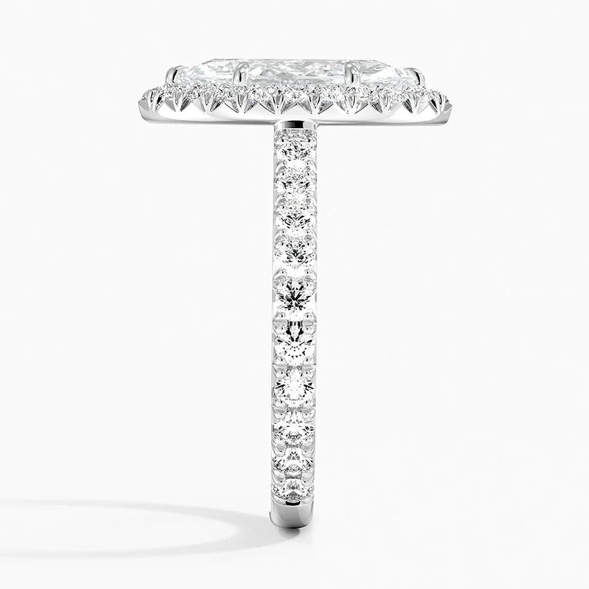 2.80 Karat Marquise Halo Tasarım Tektaş Laboratuvar Pırlanta Yüzük 18k -Ornara - Bold Diamonds
