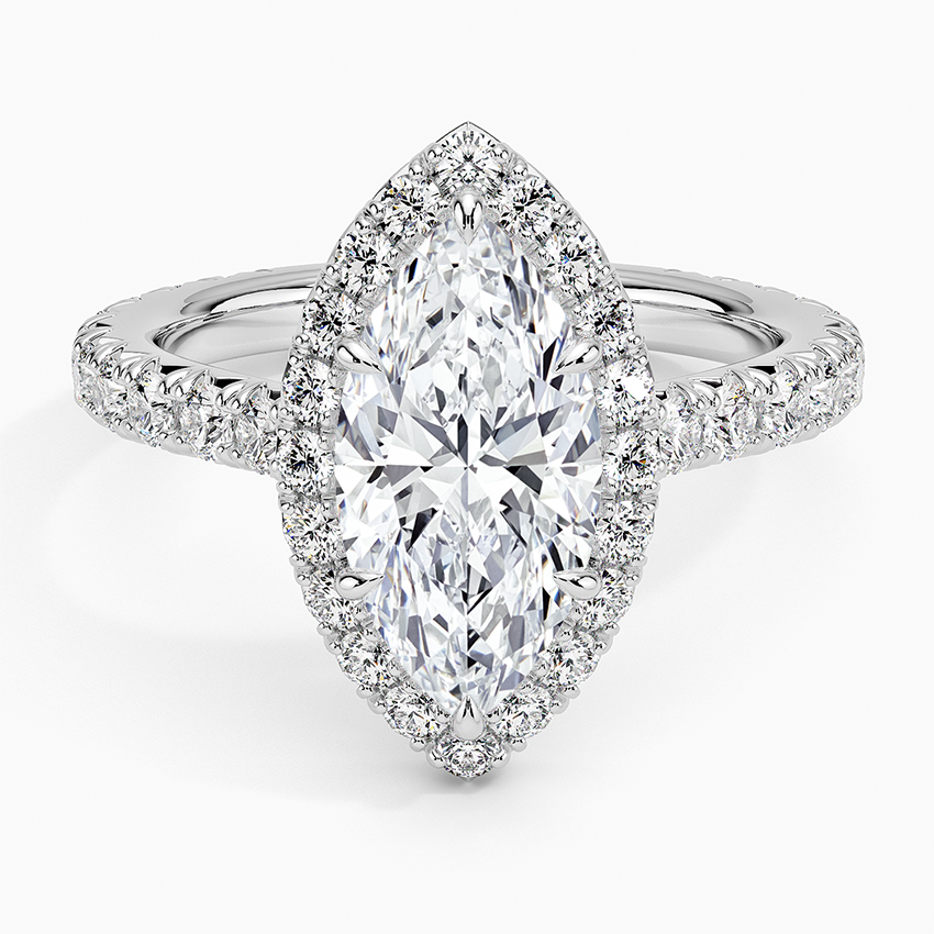 2.80 Karat Marquise Halo Tasarım Tektaş Laboratuvar Pırlanta Yüzük 18k -Ornara - Bold Diamonds