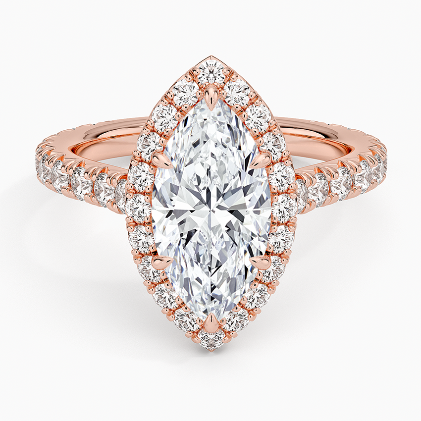 2,80 Karat Marquise Halo Tasarım Tektaş Laboratuvar Pırlanta Yüzük 18K - Stellara - Bold Diamonds