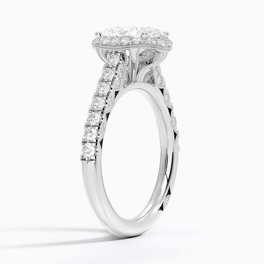 2.80 Karat Oval Halo Tasarım Tektaş Laboratuvar Pırlanta Yüzük 18K -Lumora - Bold Diamonds