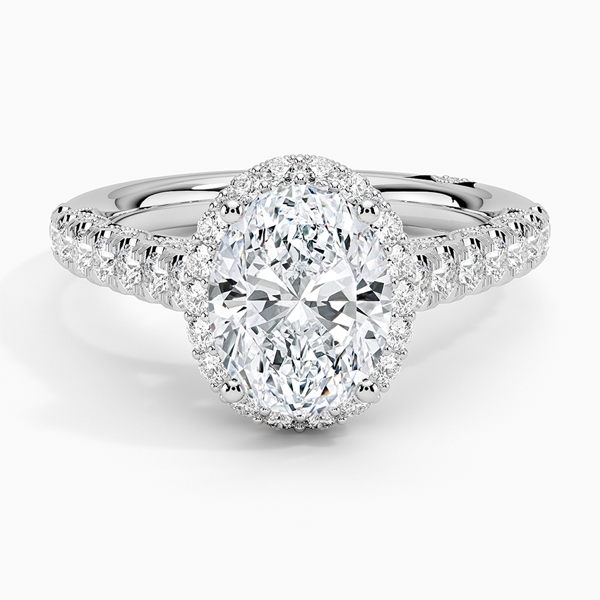 2.80 Karat Oval Halo Tasarım Tektaş Laboratuvar Pırlanta Yüzük 18K -Lumora - Bold Diamonds