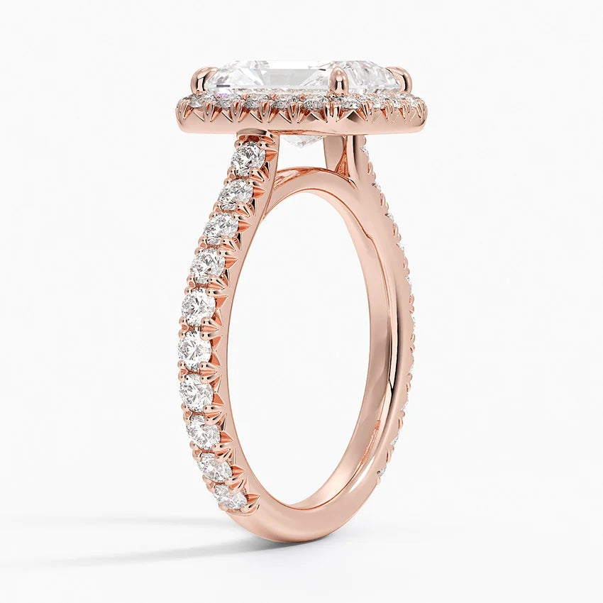 2.80 Karat Radiant Halo Tasarım Tektaş Laboratuvar Pırlanta Yüzük 18k -Ornara - Bold Diamonds