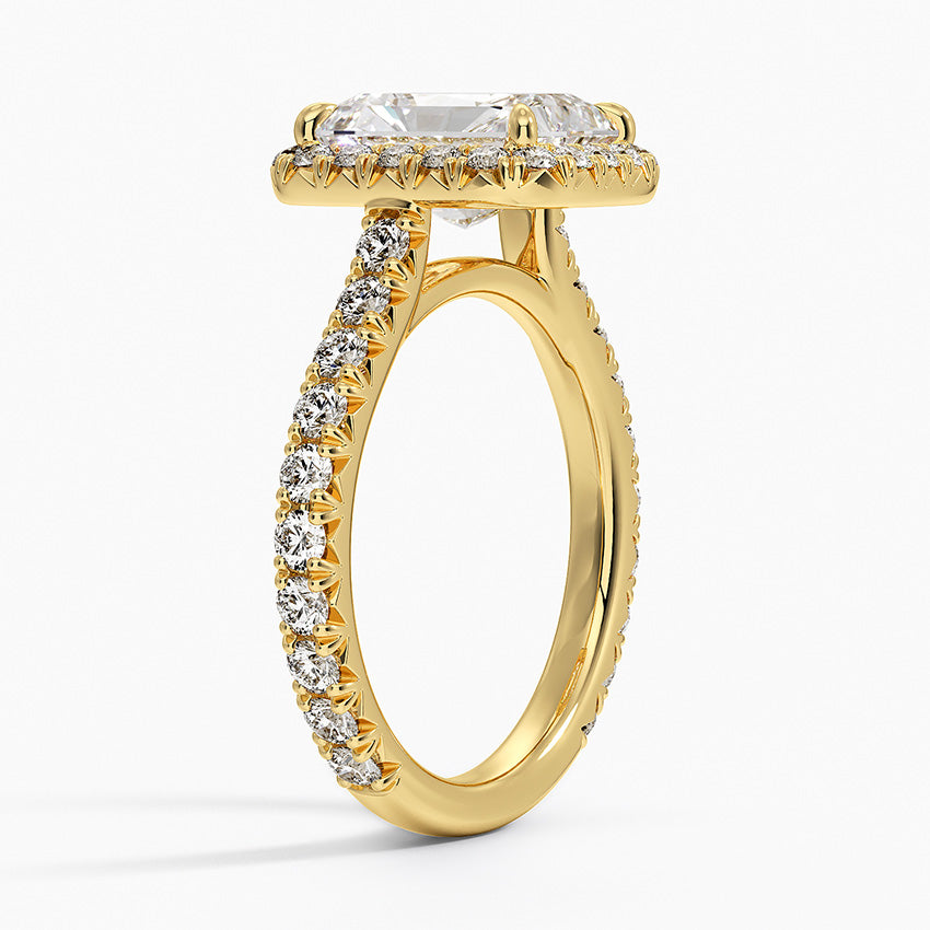 2.80 Karat Radiant Halo Tasarım Tektaş Laboratuvar Pırlanta Yüzük 18k -Ornara - Bold Diamonds