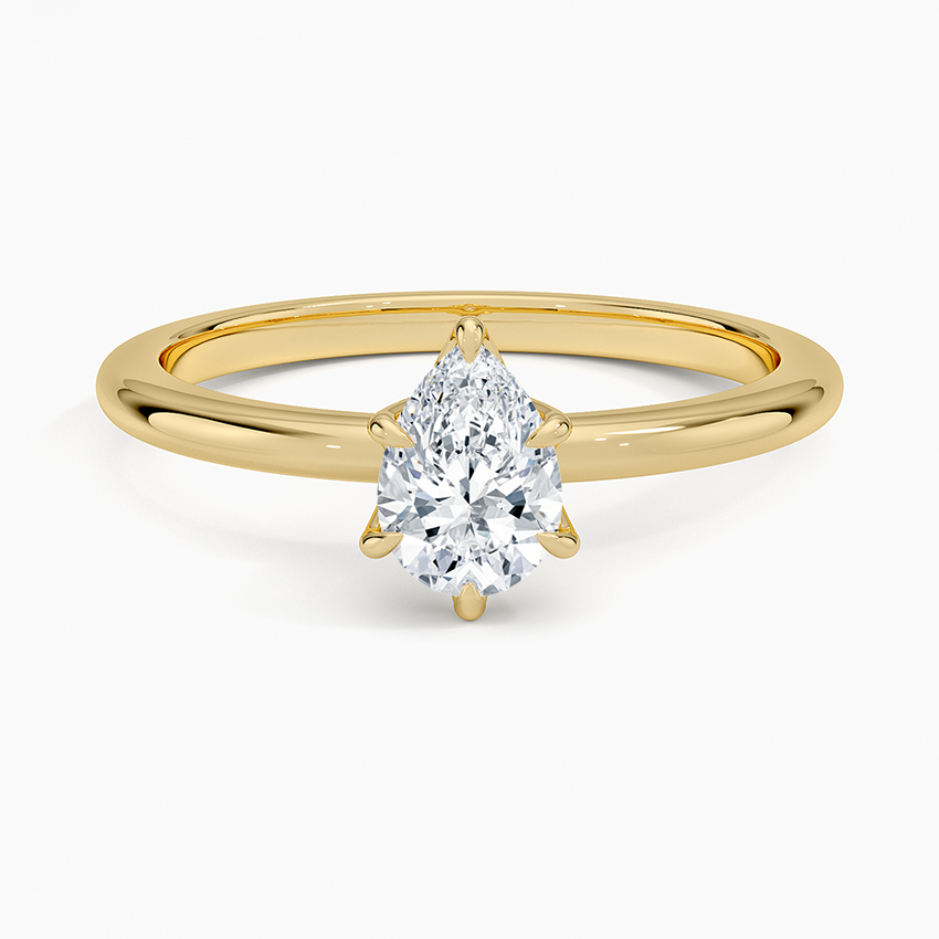 Altı Tırnak 0.50 Karat F-VS Damla Tektaş Laboratuvar Pırlanta Yüzük 18K - Bold Diamonds