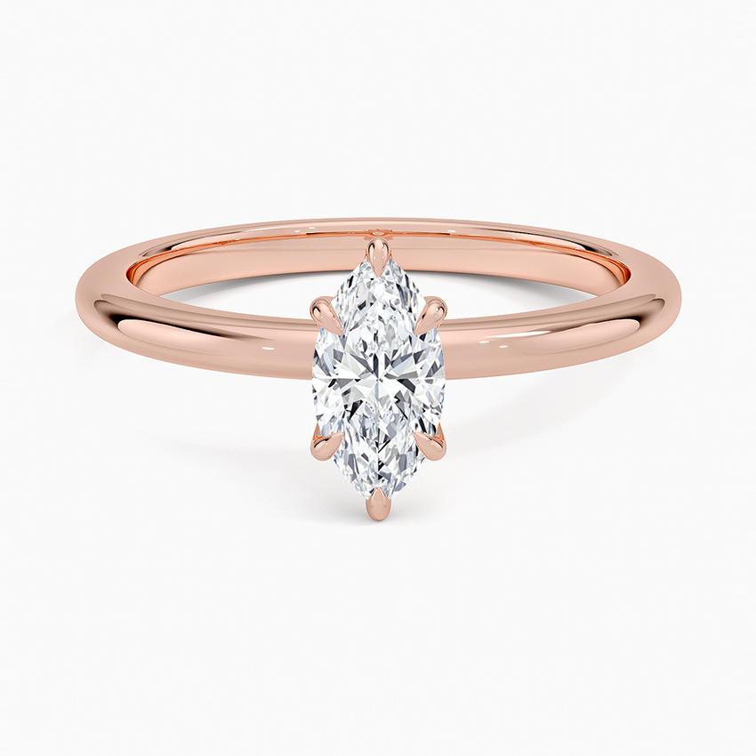 Altı Tırnak 0.50 Karat F-VS Markiz Tektaş Laboratuvar Pırlanta Yüzük 18K - Bold Diamonds