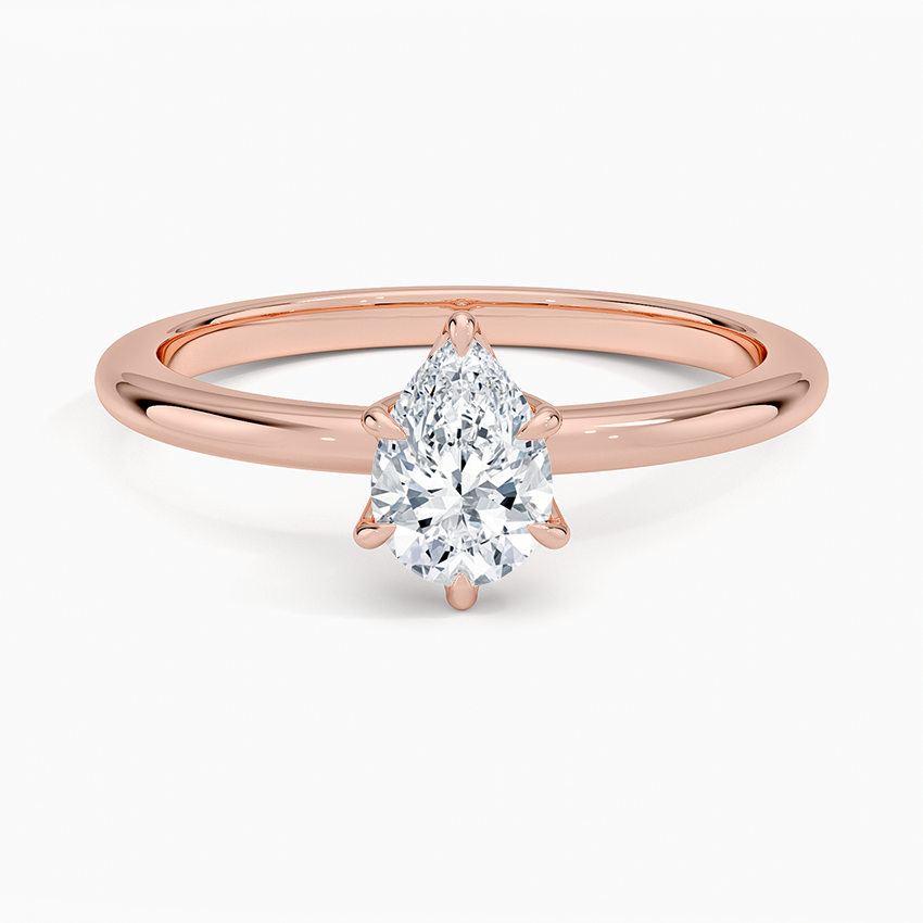 Altı Tırnak 0.50 Karat F-VS Damla Tektaş Laboratuvar Pırlanta Yüzük 18K - Bold Diamonds