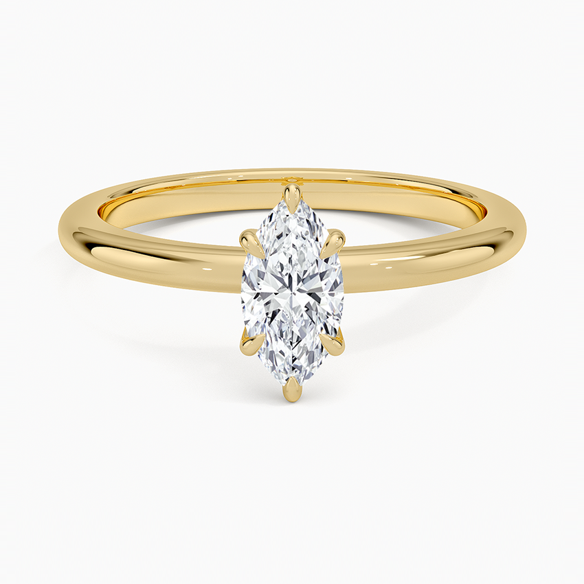 Altı Tırnak 0.50 Karat F-VS Markiz Tektaş Laboratuvar Pırlanta Yüzük 18K - Bold Diamonds