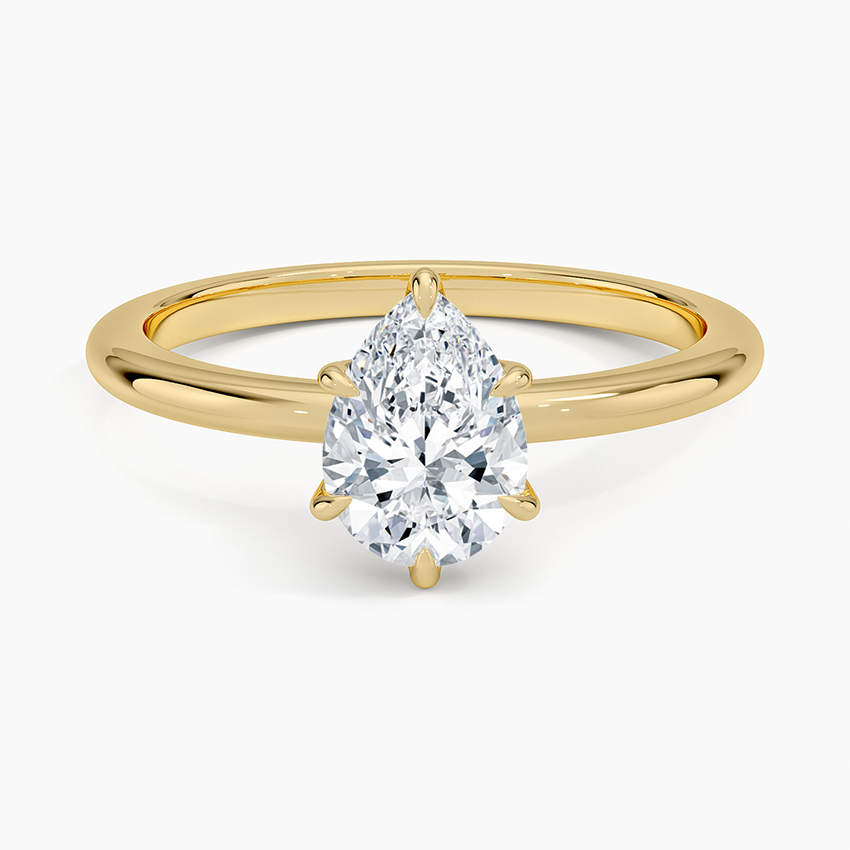 Altı Tırnak 1.00 Karat F-VS Damla Tektaş Laboratuvar Pırlanta Yüzük 18K - Bold Diamonds