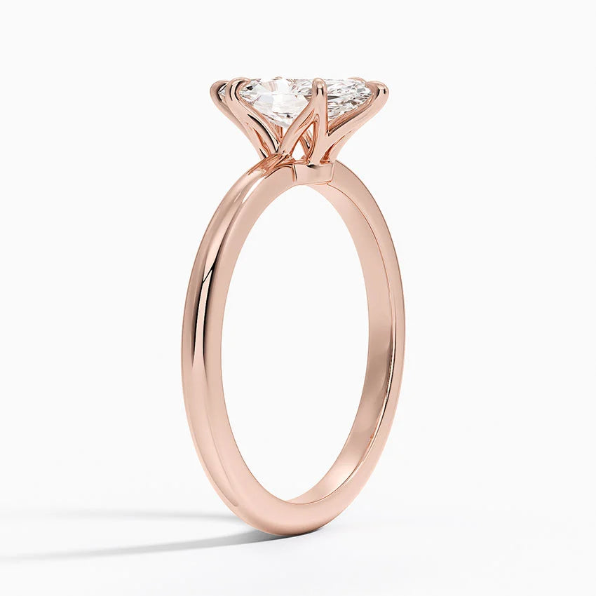 Altı Tırnak 1.00 Karat F-VS Markiz Tektaş Laboratuvar Pırlanta Yüzük 18K - Bold Diamonds