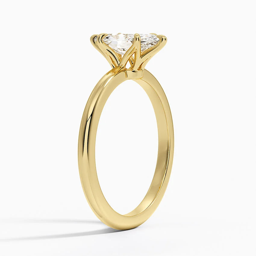 Altı Tırnak 1.00 Karat F-VS Markiz Tektaş Laboratuvar Pırlanta Yüzük 18K - Bold Diamonds