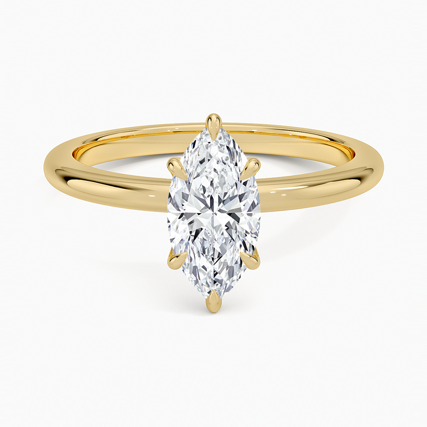Altı Tırnak 1.00 Karat F-VS Markiz Tektaş Laboratuvar Pırlanta Yüzük 18K - Bold Diamonds