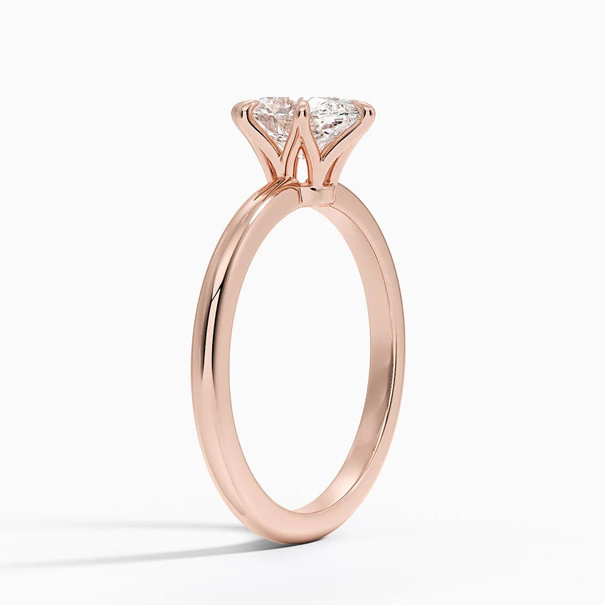 Altı Tırnak 1.00 Karat F-VS Oval Tektaş Laboratuvar Pırlanta Yüzük 18K - Bold Diamonds