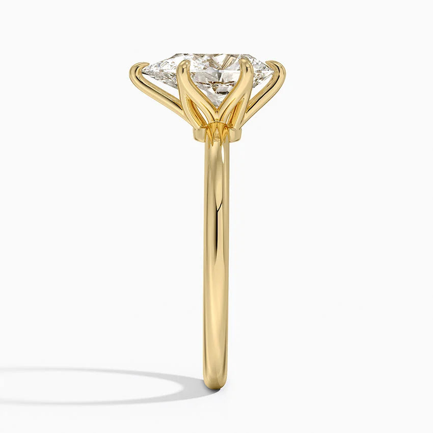 Altı Tırnak 1.50 Karat F-VS Damla Tektaş Laboratuvar Pırlanta Yüzük 18K - Bold Diamonds