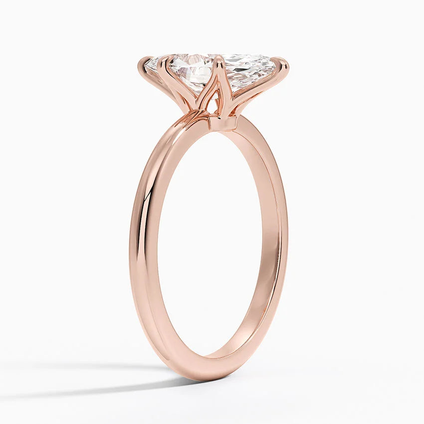 Altı Tırnak 1.50 Karat F-VS Markiz Tektaş Laboratuvar Pırlanta Yüzük 18K - Bold Diamonds