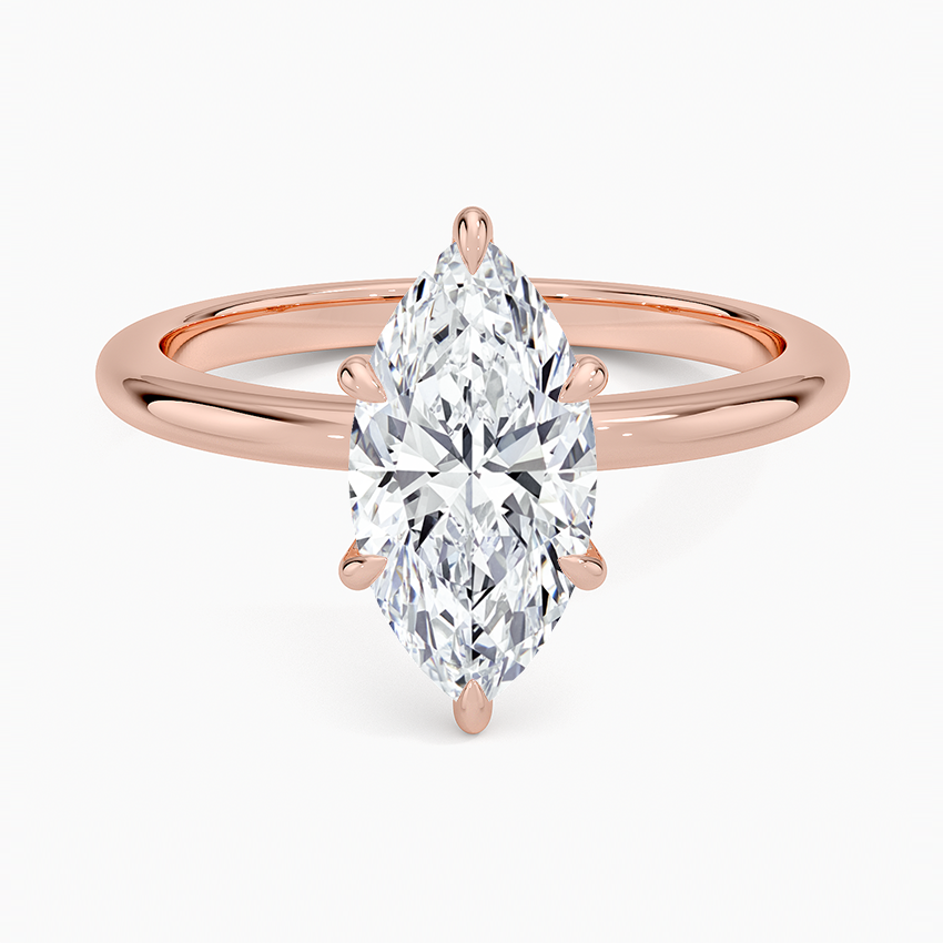 Altı Tırnak 1.50 Karat F-VS Markiz Tektaş Laboratuvar Pırlanta Yüzük 18K - Bold Diamonds