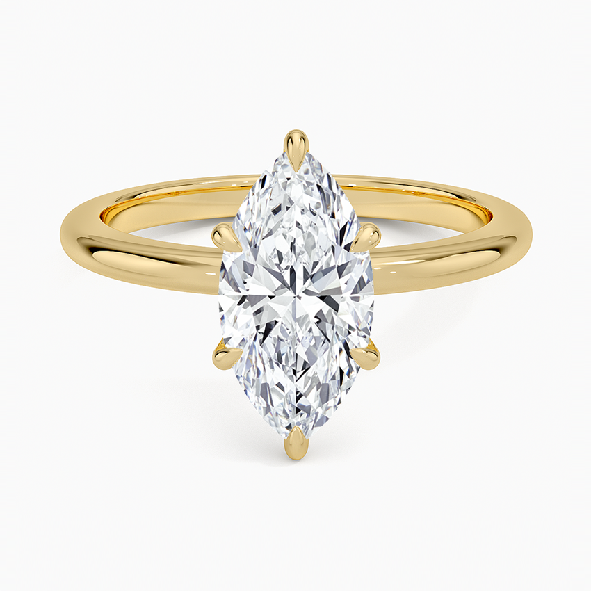Altı Tırnak 1.50 Karat F-VS Markiz Tektaş Laboratuvar Pırlanta Yüzük 18K - Bold Diamonds
