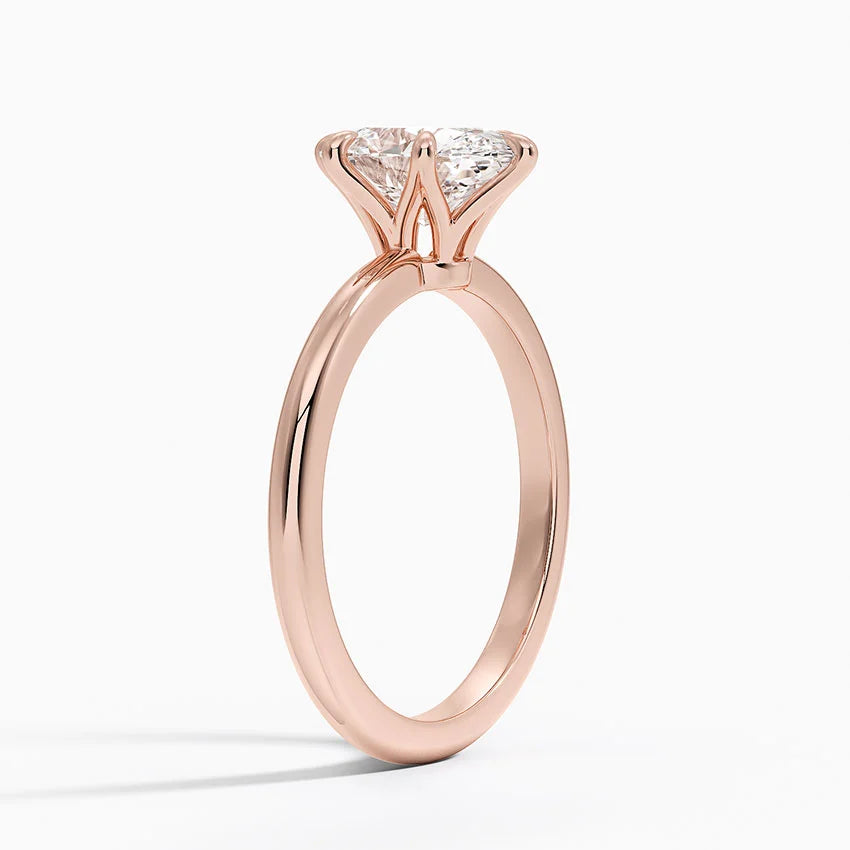 Altı Tırnak 1.50 Karat F-VS Oval Tektaş Laboratuvar Pırlanta Yüzük 18K - Bold Diamonds