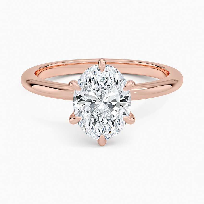 Altı Tırnak 1.50 Karat F-VS Oval Tektaş Laboratuvar Pırlanta Yüzük 18K - Bold Diamonds