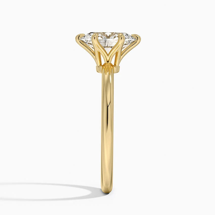 Altı Tırnak 1.50 Karat F-VS Oval Tektaş Laboratuvar Pırlanta Yüzük 18K - Bold Diamonds