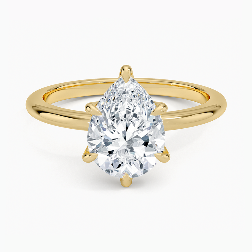 Altı Tırnak 2.00 Karat F-VS Damla Tektaş Laboratuvar Pırlanta Yüzük 18K - Bold Diamonds