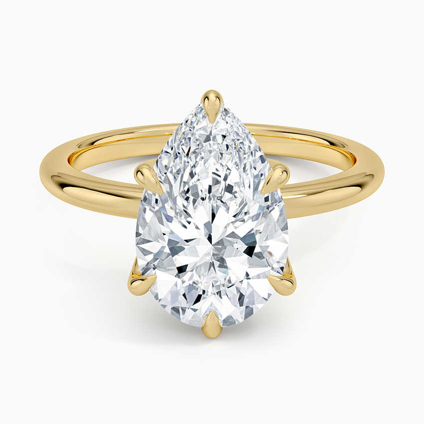 Altı Tırnak 3.00 Karat F-VS Damla Tektaş Laboratuvar Pırlanta Yüzük 18K - Bold Diamonds
