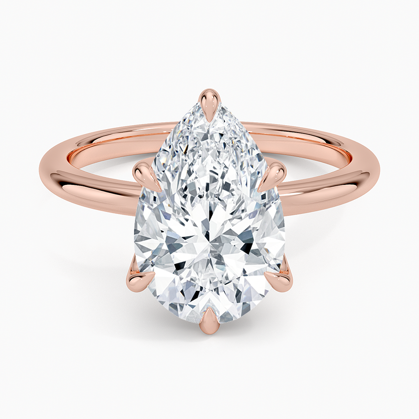 Altı Tırnak 3.00 Karat F-VS Damla Tektaş Laboratuvar Pırlanta Yüzük 18K - Bold Diamonds