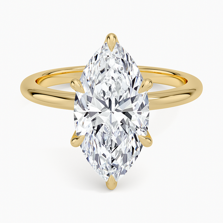 Altı Tırnak 3.00 Karat F-VS Markiz Tektaş Laboratuvar Pırlanta Yüzük 18K - Bold Diamonds