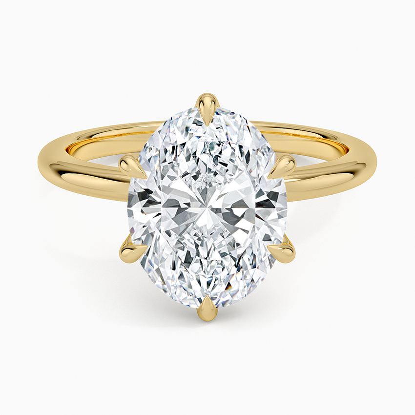 Altı Tırnak 3.00 Karat F-VS Oval Tektaş Laboratuvar Pırlanta Yüzük 18K - Bold Diamonds