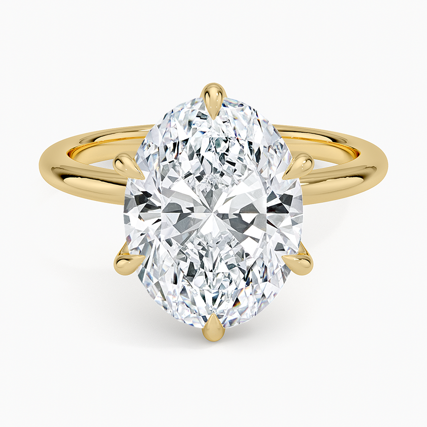 Altı Tırnak 4.00 Karat F-VS Oval Tektaş Laboratuvar Pırlanta Yüzük 18K - Bold Diamonds