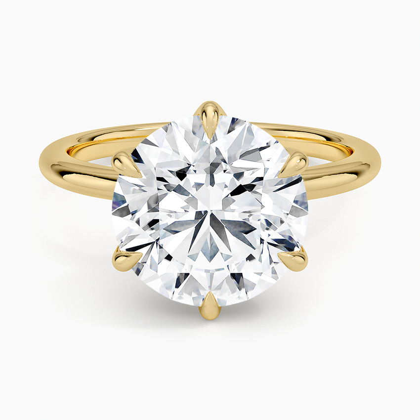 Altı Tırnak 4.00 Karat F-VS Tektaş Laboratuvar Pırlanta Yüzük 18K - Bold Diamonds