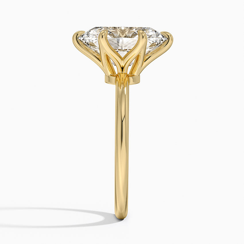 Altı Tırnak 4.00 Karat F-VS Oval Tektaş Laboratuvar Pırlanta Yüzük 18K - Bold Diamonds