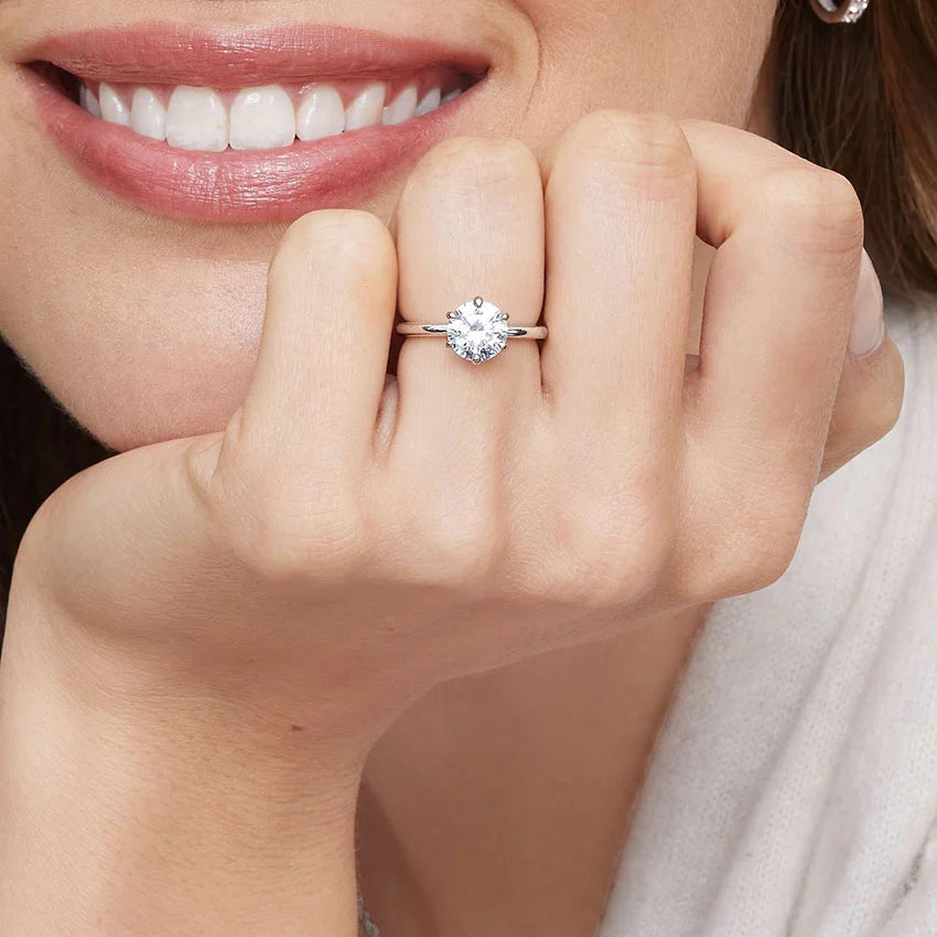 Altı Tırnak 4.00 Karat F-VS Tektaş Laboratuvar Pırlanta Yüzük 18K - Bold Diamonds
