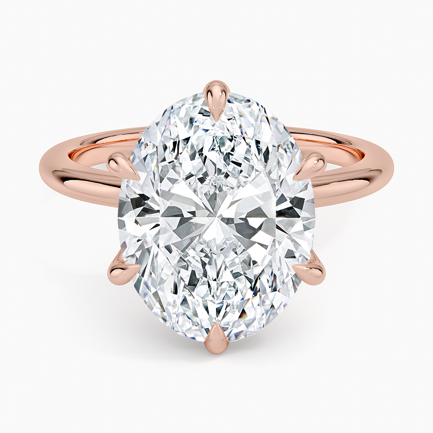 Altı Tırnak 5.00 Karat F-VS Oval Tektaş Laboratuvar Pırlanta Yüzük 18K - Bold Diamonds