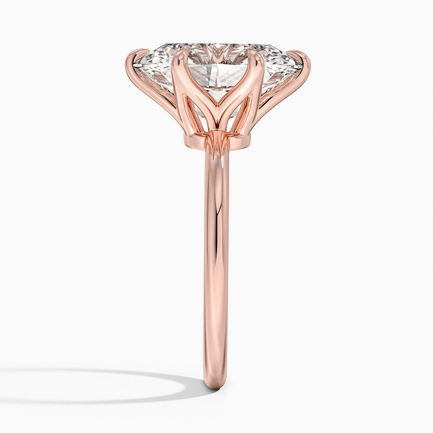 Altı Tırnak 5.00 Karat F-VS Oval Tektaş Laboratuvar Pırlanta Yüzük 18K - Bold Diamonds