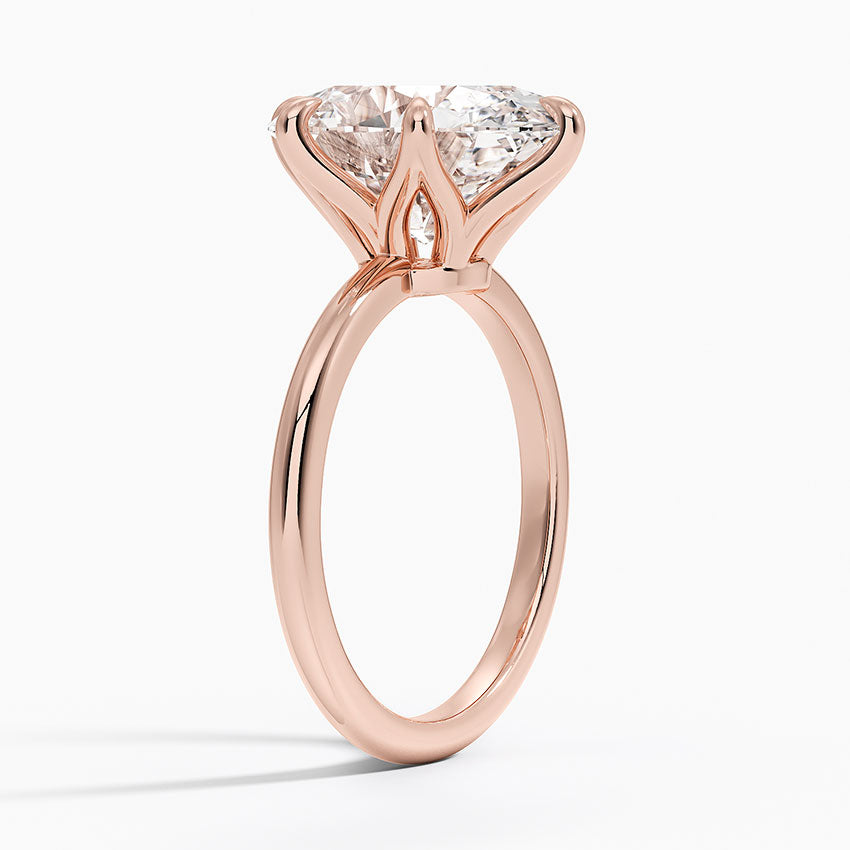 Altı Tırnak 5.00 Karat F-VS Oval Tektaş Laboratuvar Pırlanta Yüzük 18K - Bold Diamonds