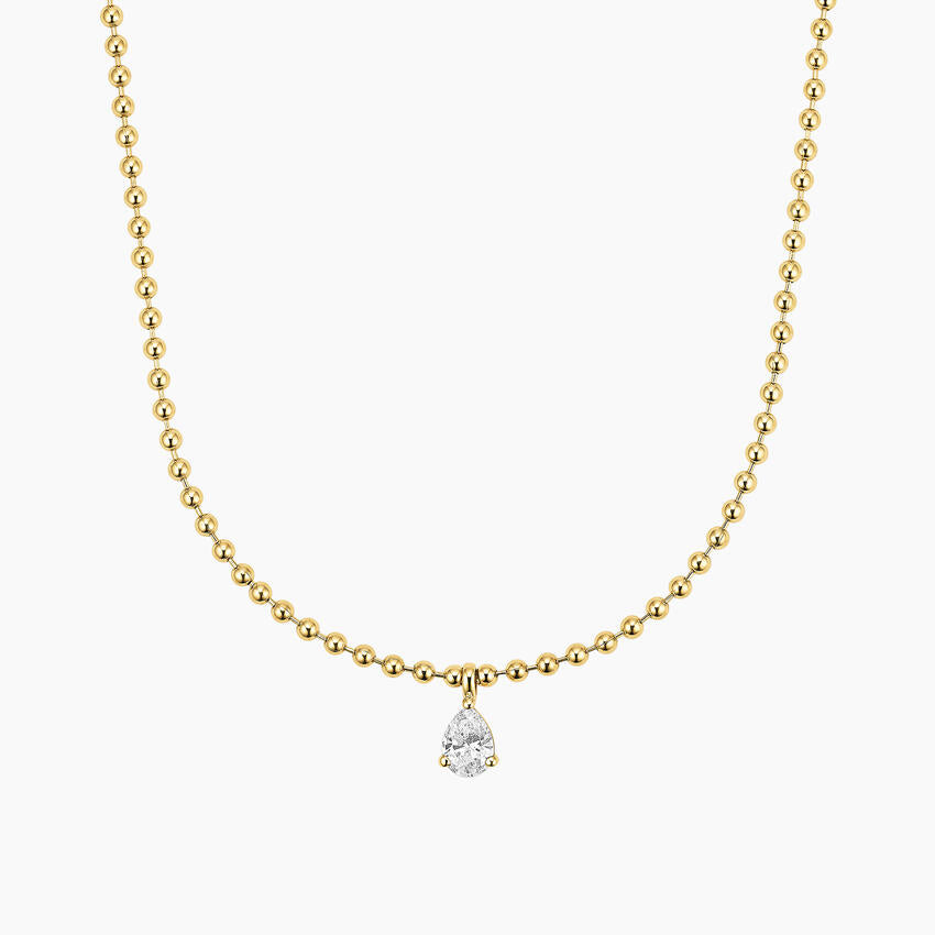 Boncuk Zincir 0.50 karat Damla Kesim Laboratuvar Pırlanta Kolye 18K - Bold Diamonds